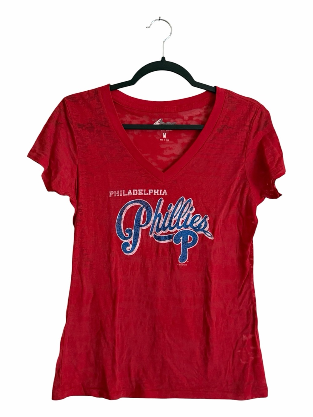 Philadelphia Phillies Women's Red V-Neck Fandom Tee